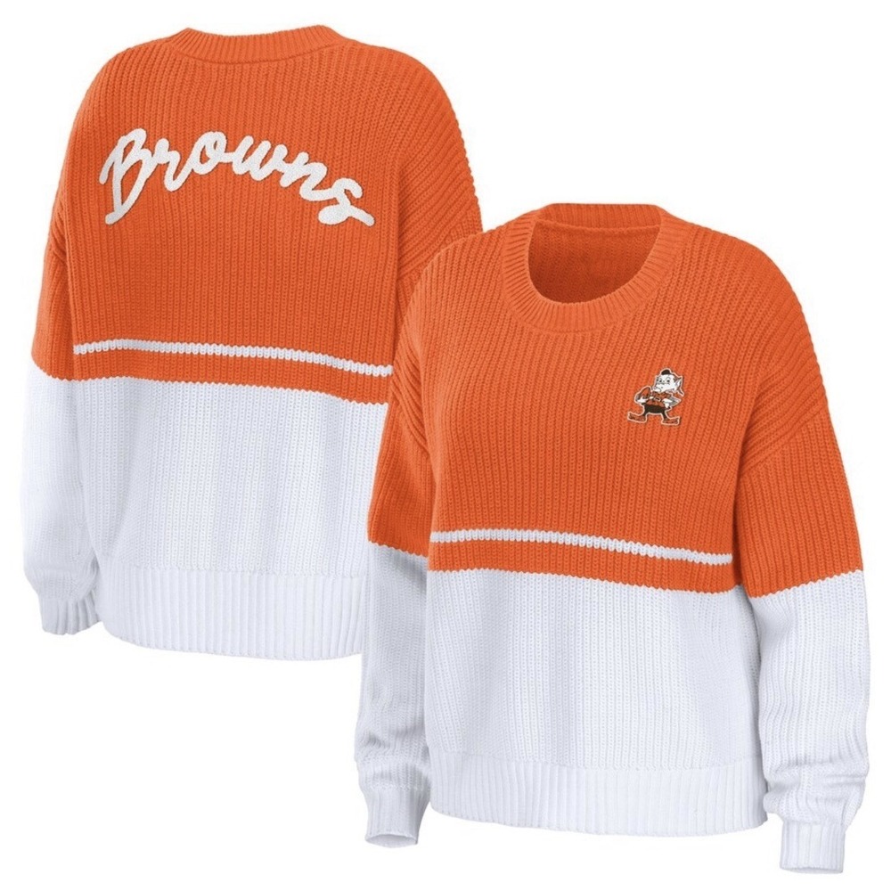 WEAR Erin Andrews NFL Cleveland Browns Embroidered Knit Sweater Womens Small NWT